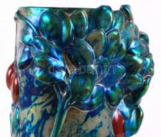 Zsolnay szecessziós váza 1898-1902. Forma- és dekorterv: Mack Lajos, porcelánfajansz, két fajta eozi...