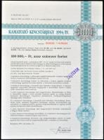 Budapest 1993. Kincstárjegy 100.000Ft-ról "MEGSZŰNT" felülbélyegzéssel T:I-