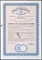 Budapest 1994. "Lakossági kincstárjegy" 100.000Ft-ról "MEGSZŰNT" felülbélyegzéssel T:I