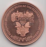 Bozó Gyula (1913-2004) 1989. "George Bush látogatása Magyarországon" Br emlékérem (42,5mm)...