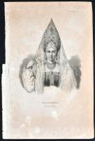 cca 1870 Népek - népviseletek. 11db, részben színezett rézkarc, ill. rézmetszet (egy kép sérült) / 
...