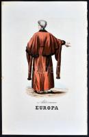 cca 1870 Népek - népviseletek. 11db, részben színezett rézkarc, ill. rézmetszet (egy kép sérült) / 
...