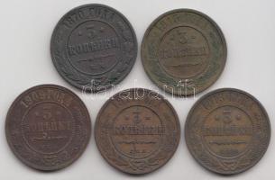 Oroszország 1870-1915. 3k (5x) T:vegyes Russia 1870-1915. 3 Kopeks (5x) C:mixed