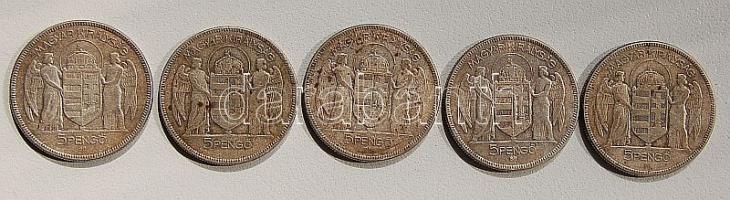 1930. 5P "Horthy" (5x) Ag T:3,3+