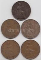 Nagy-Britannia 1902-1936. 1p "Viktória" (5x) T:vegyes Great Britain 1902-1936. 1 Penny "Victoria" (5x) C:mixed