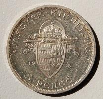 1938. 5P "Szt. István" Ag T:1/2 pici fo