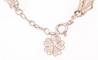Ezüst (Ag.) karkötő virággal, jelzett, nettó: 8 g, h:21 cm/ Silver bracelet