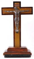 Nagyméretű fa és fém feszület /  Large wood and metal crucifix, 36x20cm