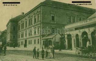 Székelyudvarhely, iskola, Gáspár Ferenc és Papp Zakor Endre üzletei / school, shops, vissza So. Stpl (EB)