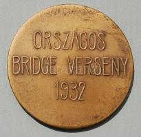 1932. "Magyar Bridge Szövetség-Színházi élet" Br plakett. Szign:Körmendi Irim J. T:2