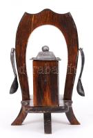 Rusztikus fa és fém asztali fűszertartószett (az egyik betét törött) / 
Wood and metal salt set (one...