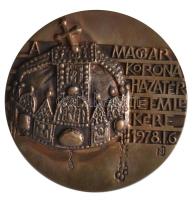 Nagy István János (1938-) 1978.01.06. "A Magyar Korona hazatérte emlékére" Br emlékplaket (64mm) T:2