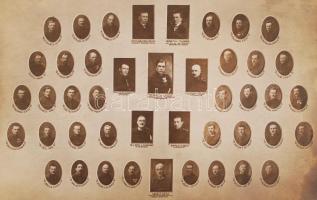 1923 A rendőrképesítő tanfolyam hallgatóinak tablója 44 portréja nevekkel, kartonra kasírozva, kép: ...