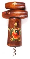 Festett fa dugóhúzó /  Painted wooden wine bottle opener, 17cm