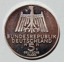 NSZK 1971. "Dürer" 5DM (Ag) T:exPP