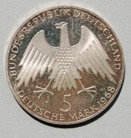 NSZK 1968. "Raiffeisen" 5DM (Ag) T:exPP
