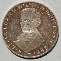 NSZK 1968. "Raiffeisen" 5DM (Ag) T:exPP