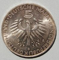 NSZK 1968. "Pettenkofer" 5DM (Ag) T:2+