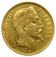 Franciaország/II. Császárság 1868BB 20Fr Au (6,44g/0.900) "III. Napóleon" Strasbourg T:2 France/Second Empire 1868BB 20 Francs Au (6,44g/0.900) "Napoleon III" Strasbourg C:XF