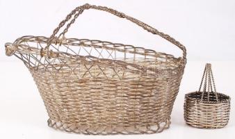 Fém bortartó és dugós kosárka /  Metal baskets for wine bottle and corks, 25x17x12cm, 7x9x5cm