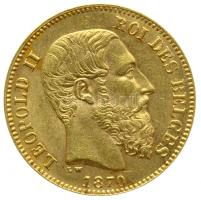 Belgium 1870. 20Fr Au (6.46g/0.900) "II. Lipót" T:2 Belgium 1870. 20 Francs Au (6.46g/0.900) "Leopold II" C:XF