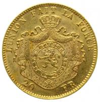 Belgium 1870. 20Fr Au (6.46g/0.900) "II. Lipót" T:2
Belgium 1870. 20 Francs Au (6.46g/0.90...