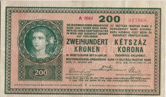 1918. 200K "2000 feletti sorszám" jelentősen ferde nyomás, sorszámok erősen elcsúszva T:II