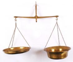 Régi réz karos mérleg /  Vintage two plate brass scale, 40x50cm