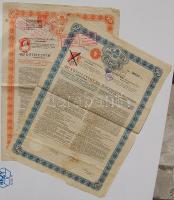 1914. 2 klf kötelezvény (államadóssági kötvény) Budapest városától 480K, ill. 2400K értékben