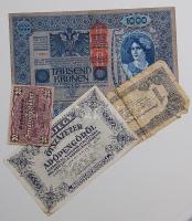 Kis hagyaték "háborús emlék", nyakláncok ezüst pénzekből (orosz és török) + 4db bankjegy