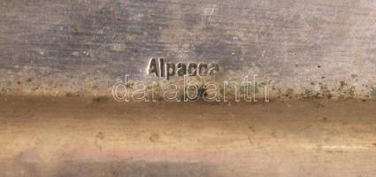 Jelzett alpakka kávéházi tálca, 26×22 cm