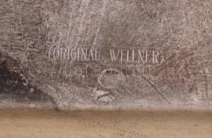 Jelzett alpakka kávéházi tálca, 26×22 cm