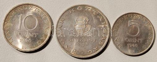 1948. "Szabadságharc" sor 5Ft, 10Ft, 20Ft Ag T:2