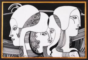 Hollóházi Szász Endre porcelánkép, matricás, hibátlan, számozott, jelzett, keretben 16×11 cm