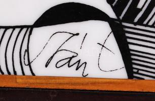 Hollóházi Szász Endre porcelánkép, matricás, hibátlan, számozott, jelzett, keretben 16×11 cm