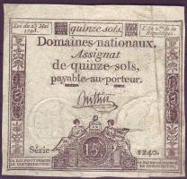 Franciaország 1793. "Assignat" 15S T:II- szélesebb ívszéllel