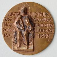 1983. Extrém nagyalakú zsűrizett "Szt. István" Br plakett, igen kis példányszámban szignált: N.J. T:2