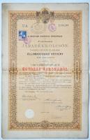 1892. "Magyar Korona Országai 4%-kal kamatozó Járadékkölcsön" államadóssági kötvénye 100K-...