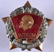 Szovjetunió ~1970-80. "VLKSM katonai kitüntető jelvény Lenin fejjel T:1 Soviet Union ~1970-80. "VLKSM Military Valor Badge" enamelled gilt badge C:UNC