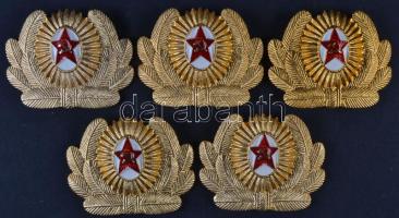 Szovjetunió ~1970-80. szovjet hadsereg parancsnoki sapkajelvény (5x) T:1 Soviet Union ~1970-80. Soviet Army Officer Uniform Hat Badge (5x) C:UNC