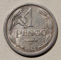 1944. 1P "Sarló-kalapács" ellenjeggyel T:2