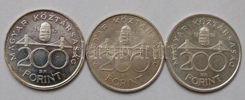 1992-1994. 200Ft "MNB" Ag (3x) T:BU