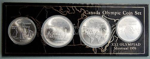 Kanada 1976. 5$ (2 klf db), 10$ (2 klf db) "Olympia" Ag, 4 klf db, olimpiai díszcsomagolásban T:2