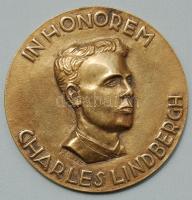 1970-es évek "In honorem Charles Lindberg" nagyalakú Br plakett. Szign:F.Boize T:2