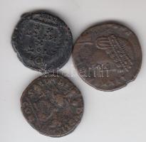 Római Birodalom / Császárság 3db klf kis bronz pénz T:vegyes
