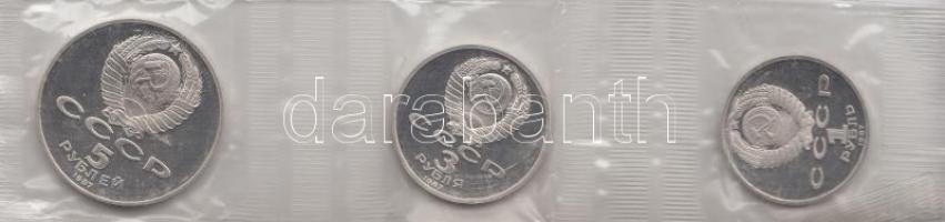 Szovjetunió 1987. 1R + 3R + 5R "70. évforduló Bolsevik Forradalom" laminált csomagolsában ...