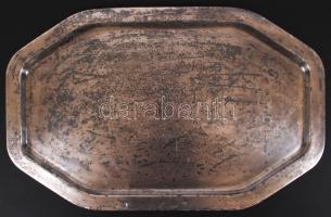 cca 1920 Nagyméretű ezüstözött alpakka tálca / Large silver plated alpacca tray, 60x38cm