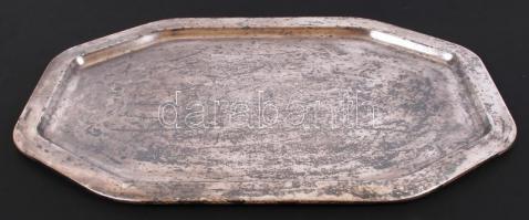 cca 1920 Nagyméretű ezüstözött alpakka tálca / 
Large silver plated alpacca tray, 60x38cm