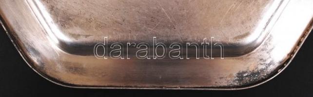 cca 1920 Nagyméretű ezüstözött alpakka tálca / 
Large silver plated alpacca tray, 60x38cm