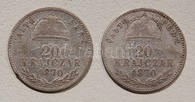 1870Gy.F.+K.B. 20Kr Ag 2 klf db T:3/4 R!